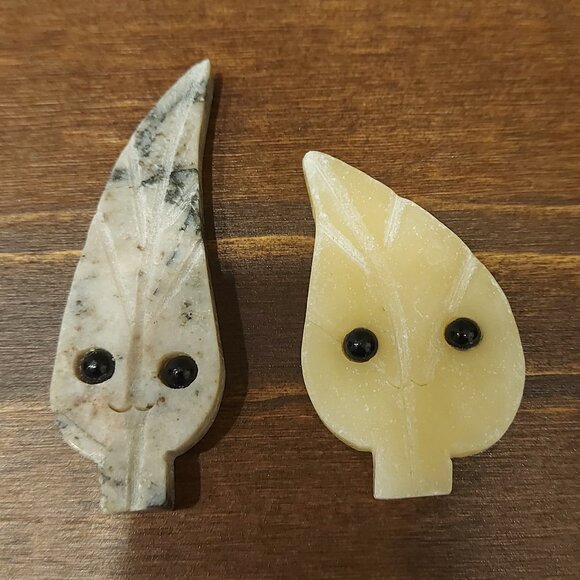 Crystal Leaf Buddies - Yellow Calcite and Dendritic Jasper - Picture 1 of 9